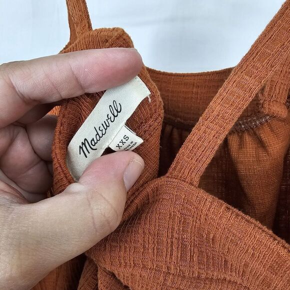 Madewell Tie Shoulder Tank Top Crosshatch In Burnt Orange Women's Size XXS - Picture 7 of 8